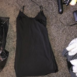 Mini black slip dress